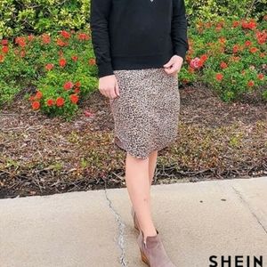 SHEIN leopard midi skirt